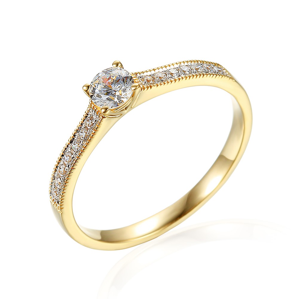 Zlatý prsten se syntetický zirkony 585/1000,  2,45g - 31738R054