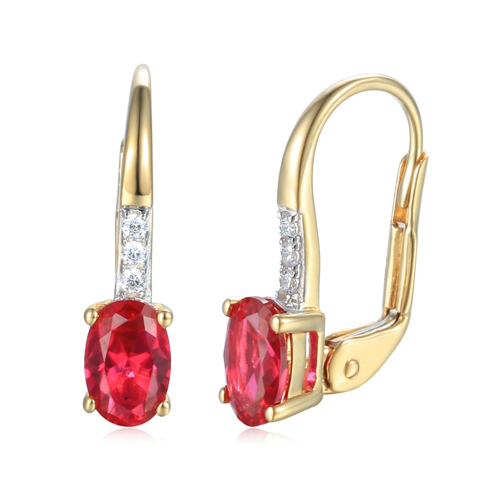 585/1000 Gold earring with  synthetic ruby, 1.77 g - 39301E017