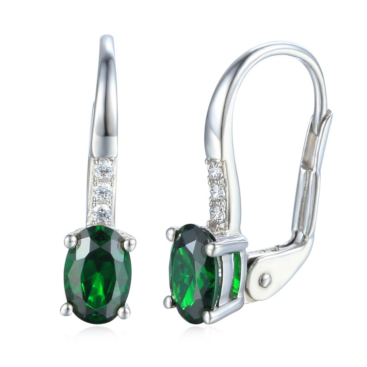 Zlaté náušnice se syntetickým smaragdem 585/1000,  1,85 g - 39301E018