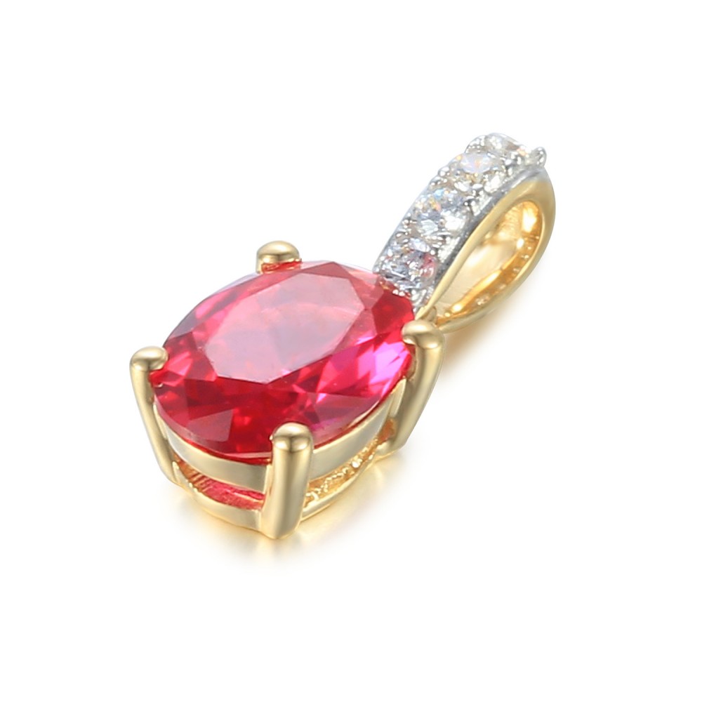 Zlatý přívěsek se syntetickým rubínem 585/1000,  0,66 gr - 39301P025
