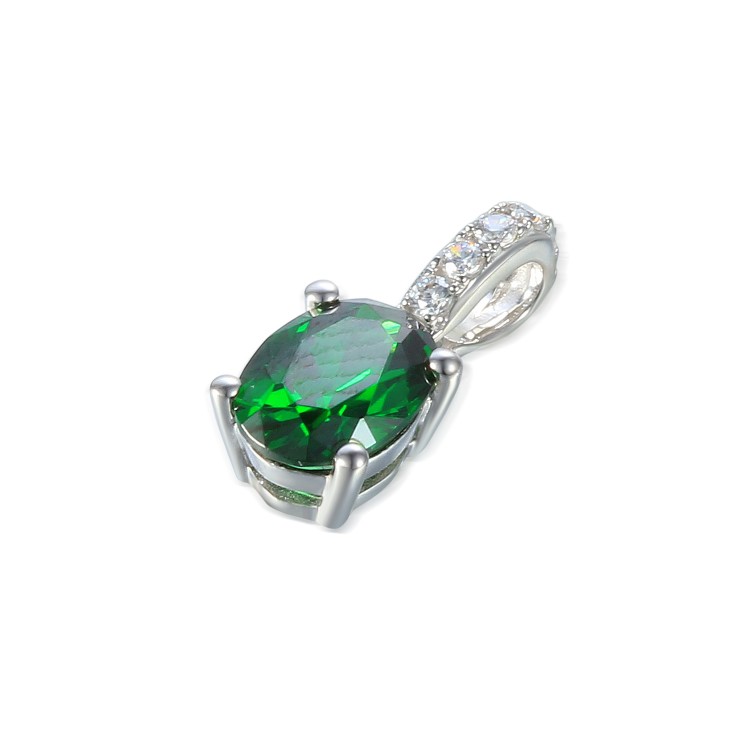 585/1000 Gold pendant with  synthetic emerald, 0.77 g - 39301P026
