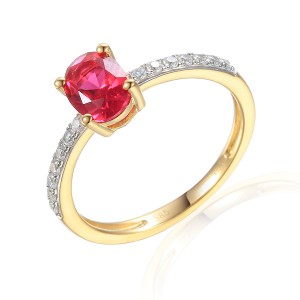 585/1000 Gold ring with  synthetic ruby, 1.89 gr - 39301R014