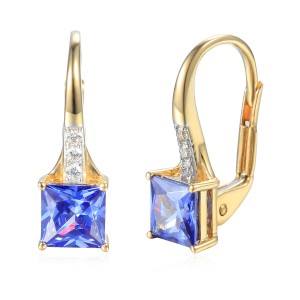 Zlaté náušnice se syntetickým tanzanitem 585/1000,  2,21 gr - 41529E013
