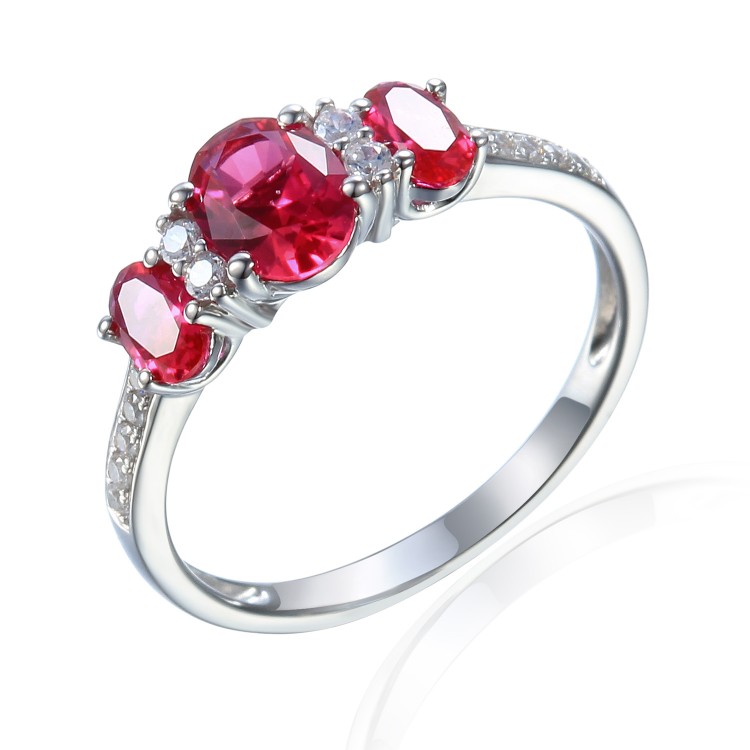 Zlatý prsten se syntetickým rubínem 585/1000,  2,35 gr - 41603R061