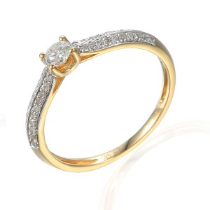 Zlatý prsten s diamantem 585/1000, 0,3 ct - 41856R014