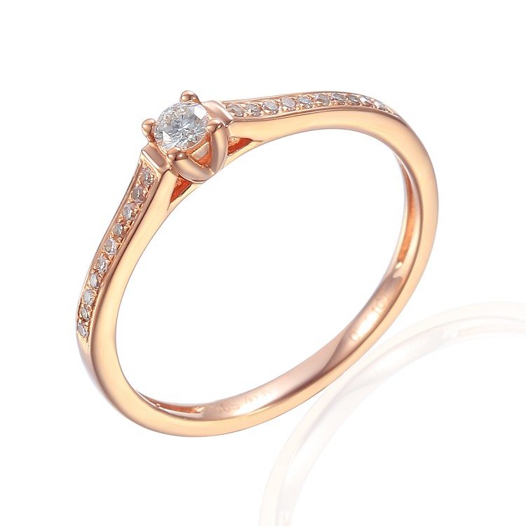 Zlatý prsten s diamantem 585/1000, 0,14 ct - 42046R042