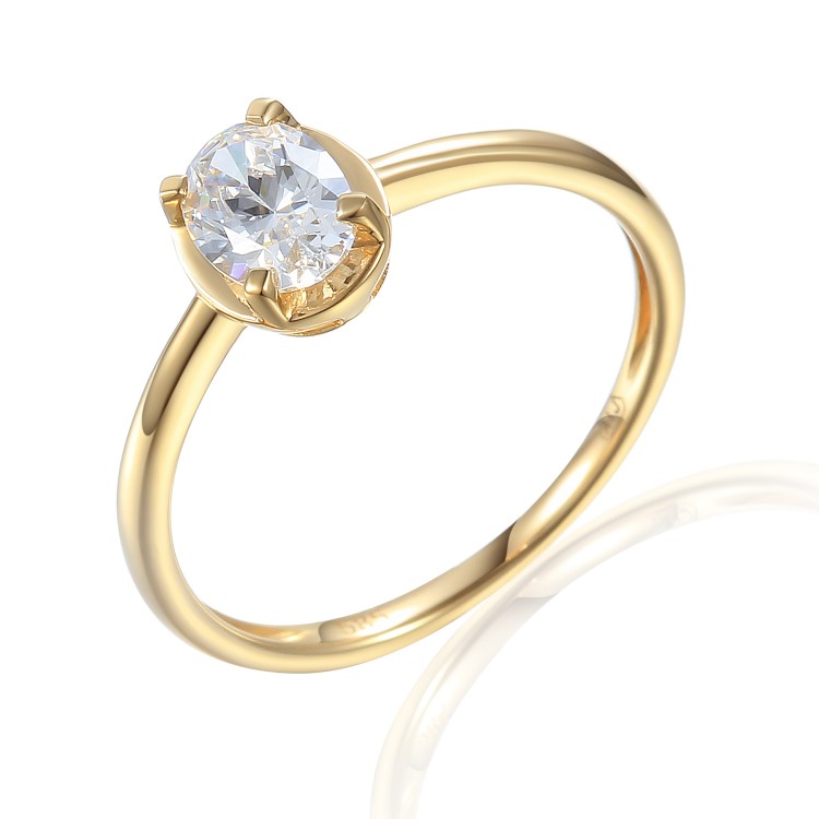 Zlatý prsten se syntetickým safírem 585/1000,  1,95 gr - 43064R028