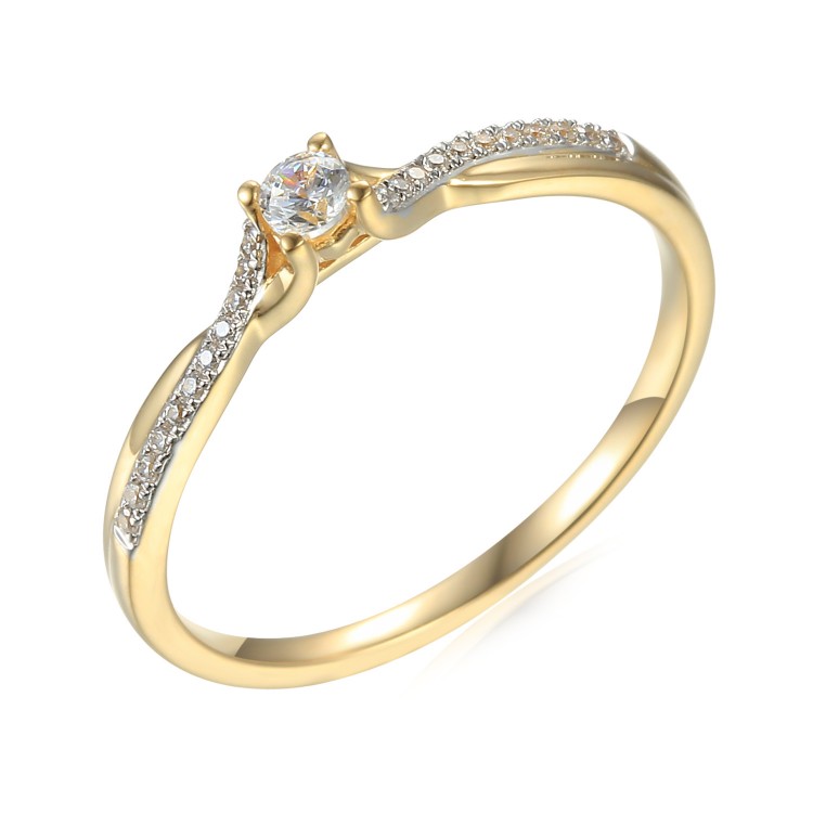 Zlatý prsten se syntetický zirkony 585/1000,  1,79 g - 43663R019