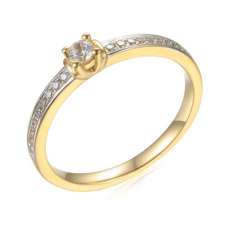 Zlatý prsten se syntetický zirkony 585/1000,  1,75 g - 43724R014