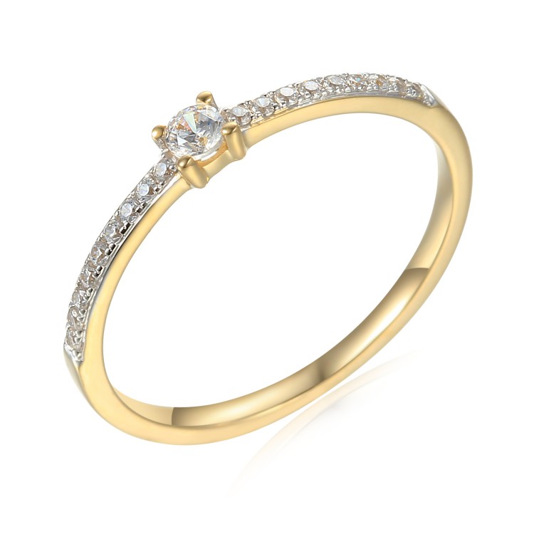 Zlatý prsten se syntetický zirkony 585/1000,  1,52 g - 43726R017