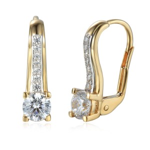 Zlaté náušnice se syntetickým zirkonem 585/1000,  2,47 gr - 43836E002