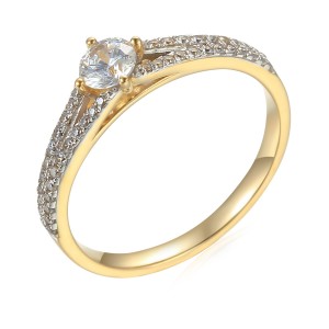Zlatý prsten se syntetický zirkony 585/1000,  1,92 g - 44126R007