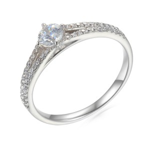 Zlatý prsten se syntetický zirkony 585/1000,  1,93 g - 44126R008