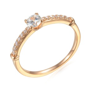 Zlatý prsten se syntetický zirkony 585/1000,  1.88g - 44132R014