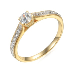 Zlatý prsten se syntetický zirkony 585/1000,  2,11g - 44245R011