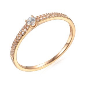 Zlatý prsten se syntetický zirkony 585/1000,  1,39 g - 44670R032