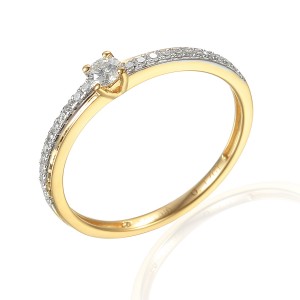 Zlatý prsten s diamantem 585/1000, 0,17 ct - 44674R010