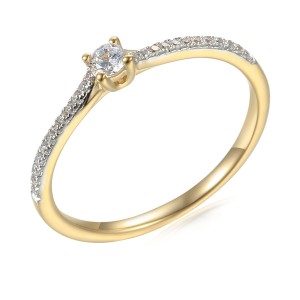 Zlatý prsten se syntetický zirkony 585/1000,  1.30g - 44675R013