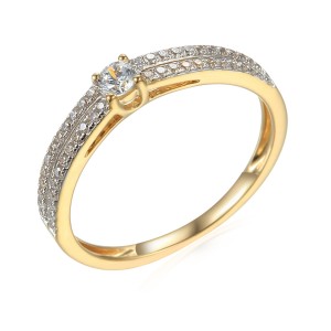 Zlatý prsten se syntetický zirkony 585/1000,  1,43 g - 44677R015