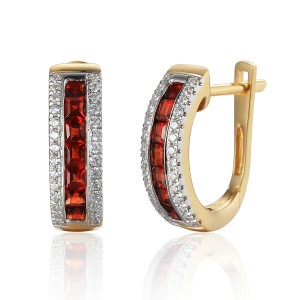 Zlaté náušnice s granátem 585/1000,  3,89 g - 46031E032