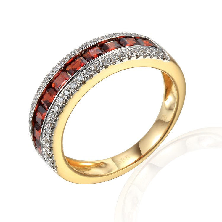 Zlatý prsten s granátem 585/1000,  3,77 gr - 46031R156