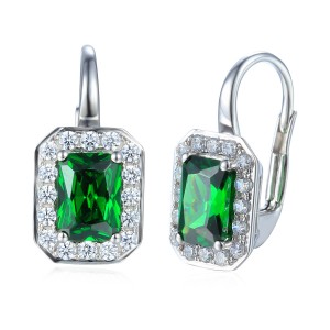 Zlaté náušnice se syntetickým smaragd 585/1000,  3,33 gr - 46270E015