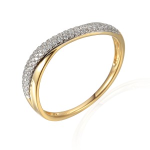 Zlatý prsten se syntetický zirkony 585/1000,  1.41g - 46807R029