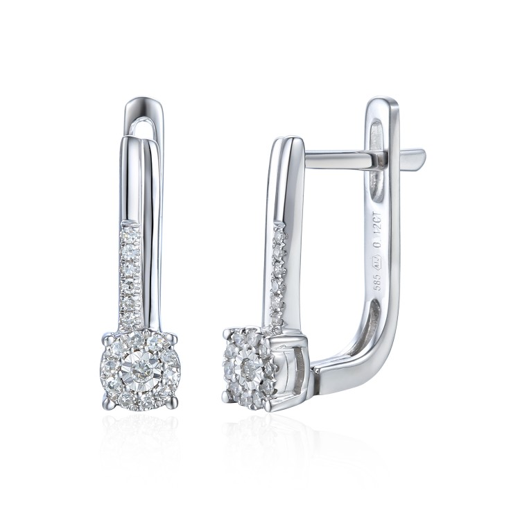 Gold earring with diamond 585/1000, 0,119 ct - 46876E002 Gold earring with diamond 585/1000, 0,119 ct - 46876E002