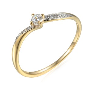 Zlatý prsten se syntetický zirkony 585/1000,  0,99 g - 46937R011