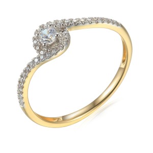 Zlatý prsten se syntetický zirkony 585/1000,  1,05 g -  46942R020