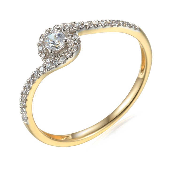 Zlatý prsten se syntetický zirkony 585/1000,  1,05g - 46942R020