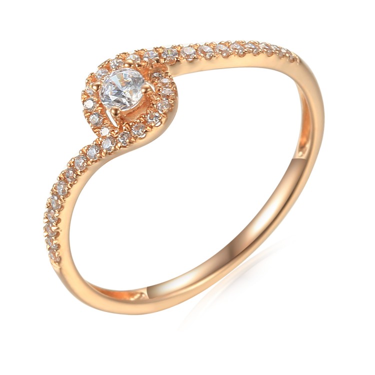 Zlatý prsten se syntetický zirkony 585/1000,  1,08 g -  46942R034