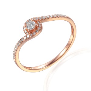 Zlatý prsten s diamantem 585/1000, 0,2 ct - 46942R036