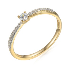 Zlatý prsten se syntetický zirkony 585/1000,  1,29g - 46948R028