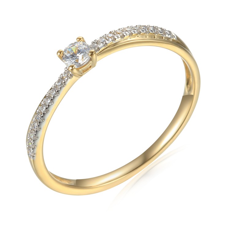 Zlatý prsten se syntetický zirkony 585/1000,  1,29g - 46948R028