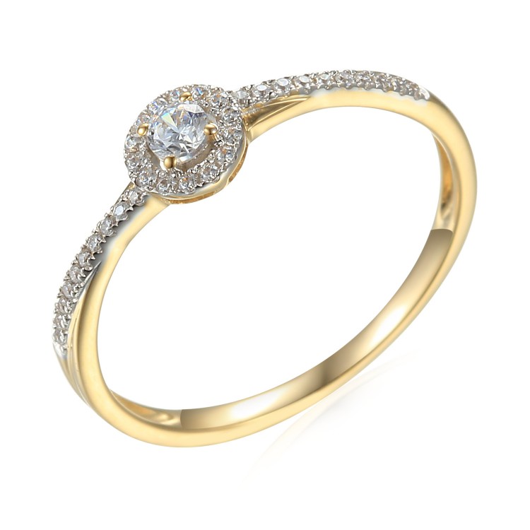 Zlatý prsten se syntetický zirkony 585/1000,  1,31g - 46950R023