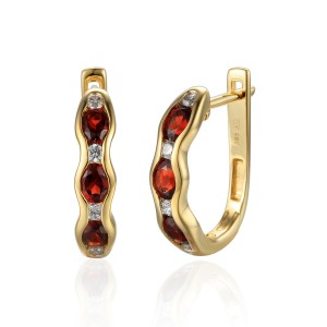 Zlaté náušnice s granátem 585/1000,  4,09 g - 49094E001