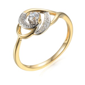 Zlatý prsten se syntetický zirkony 585/1000,  1,73g - 51018R005