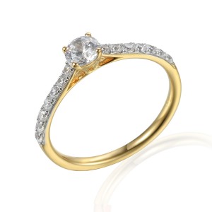 Zlatý prsten se syntetický zirkony 585/1000,  1.79g - 54393R008