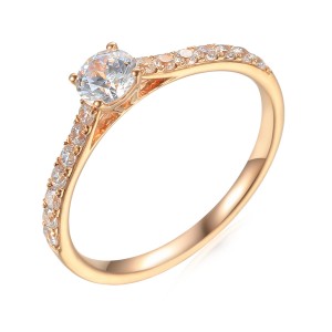 Zlatý prsten se syntetický zirkony 585/1000,  1.76g -54393R008