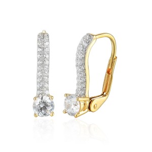 Zlaté náušnice se syntetickým zirkonem 585/1000,  2,15 gr - 54396E002