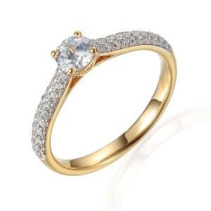 Zlatý prsten se syntetický zirkony 585/1000,  2,25 g - 54396R003