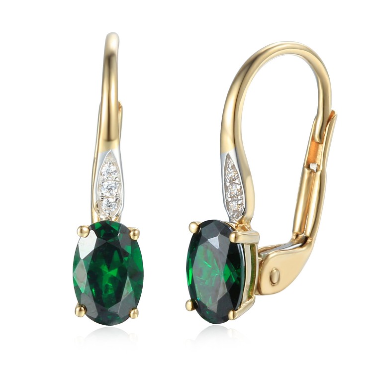 585/1000 Gold earring with  synthetic emerald, 1.50 g - 54611E007 585/1000 Gold earring with  synthetic emerald, 1.50 g - 54611E007
