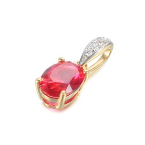 Zlatý přívěsek se syntetickým rubínem 585/1000,  0,47 gr - 54611P003