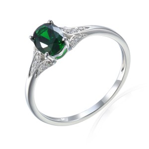 585/1000 Gold ring with  synthetic emerald, 1,66 gr - 54611R005