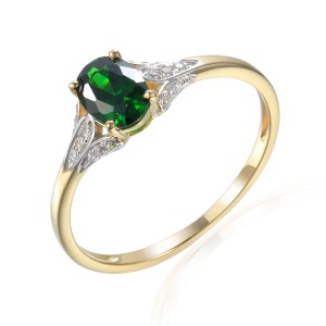 585/1000 Gold ring with  synthetic emerald, 1,70 gr - 54611R008