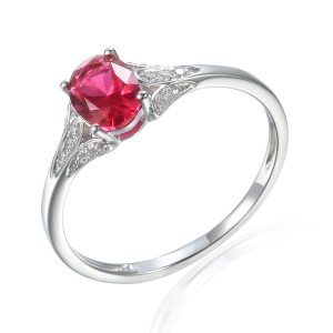 Zlatý prsten se syntetickým rubínem 585/1000,  1,58 gr - 54611R012