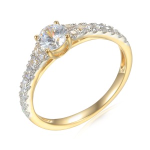 Zlatý prsten se syntetický zirkony 585/1000,   1,89 g - 60566R002