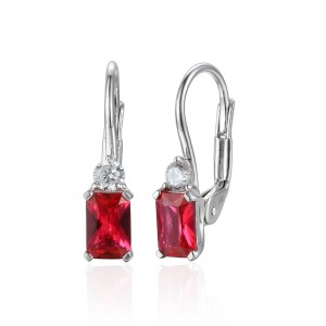 Zlaté náušnice se syntetickým rubínem 585/1000,  1,92 gr - 63929E012