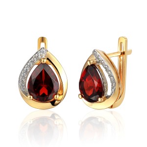 585/1000 Gold earrings with garnet, 5,32 gr - 69218E004